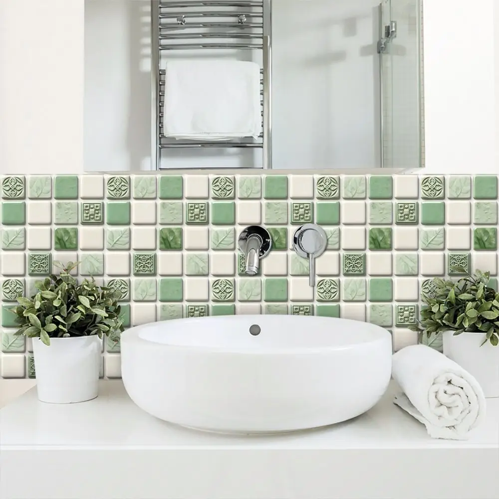 10Pcs Mandala Pattern Backsplash Tile Stickers Waterproof PVC Tile Decals Removable Self-Adhesive Peel and Stick Tile