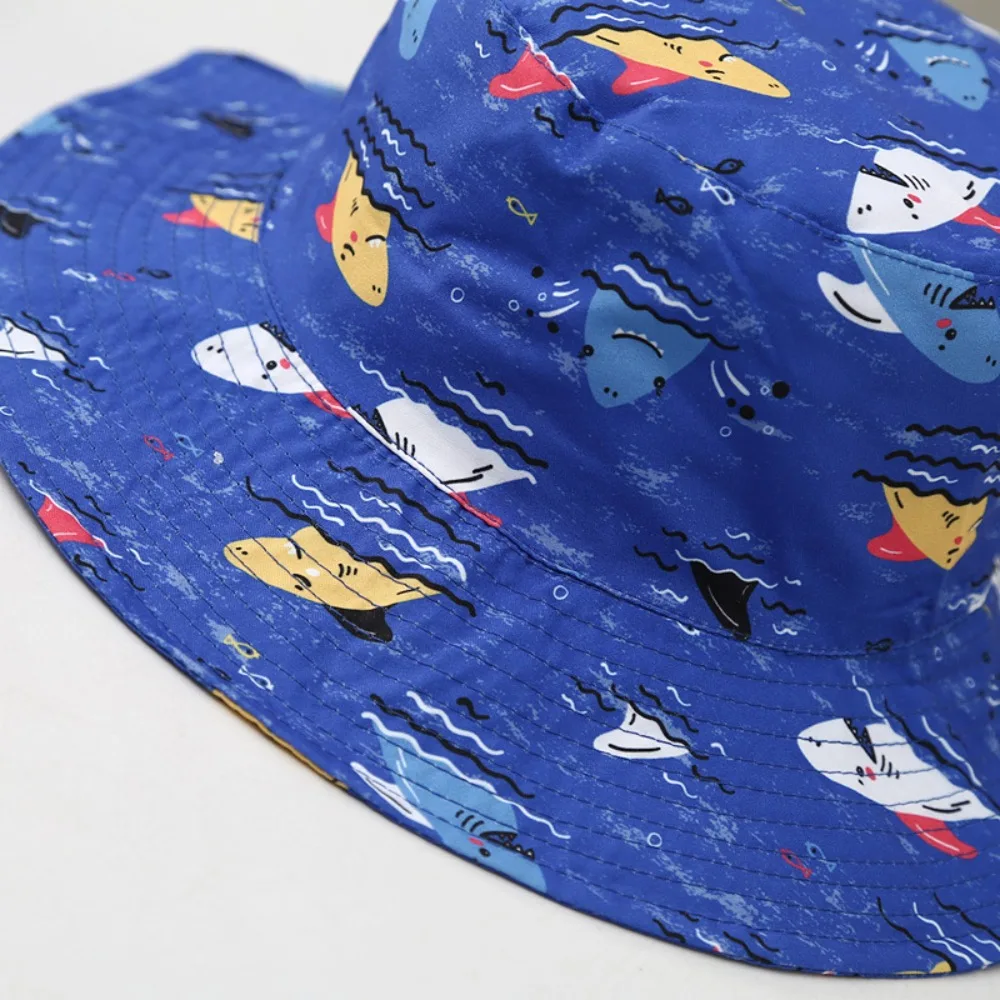 Kids Cartoon Printed Cap Baby Sun Hat Boy Girl Cotton Beach Summer Bucket Hat Kids Fisherman Cap