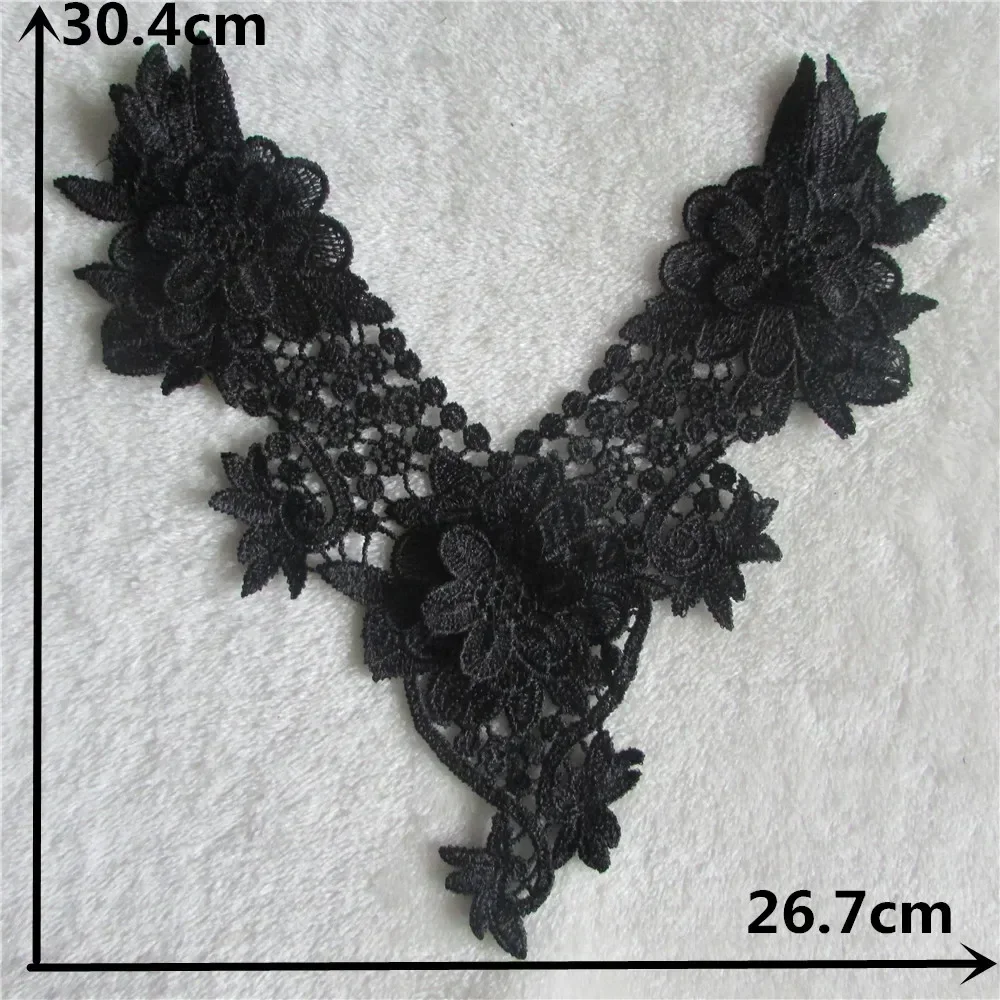 Black and white lace fake collar embroidery chest applique fabric sewing DIY craft supplies accessories 1 piece for sale