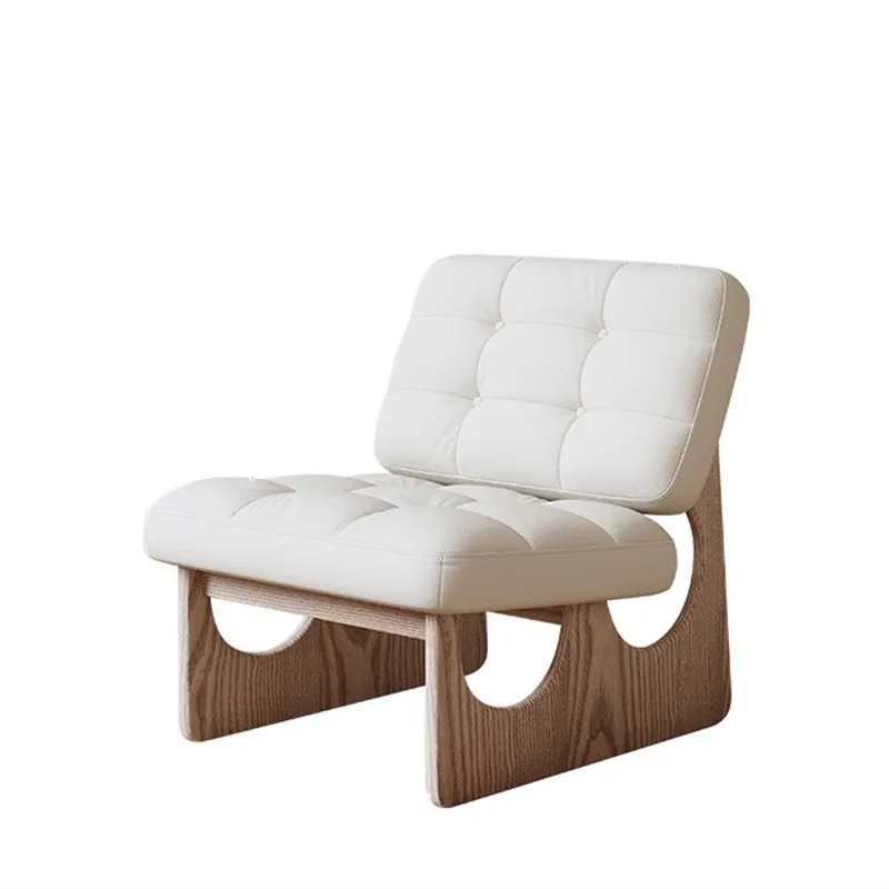 

Wabi Sand Cream Wind Sofa Chair Living Room Balcony Leisure Chair Designer Retro Medieval Single Solid Wood Sofa Chair