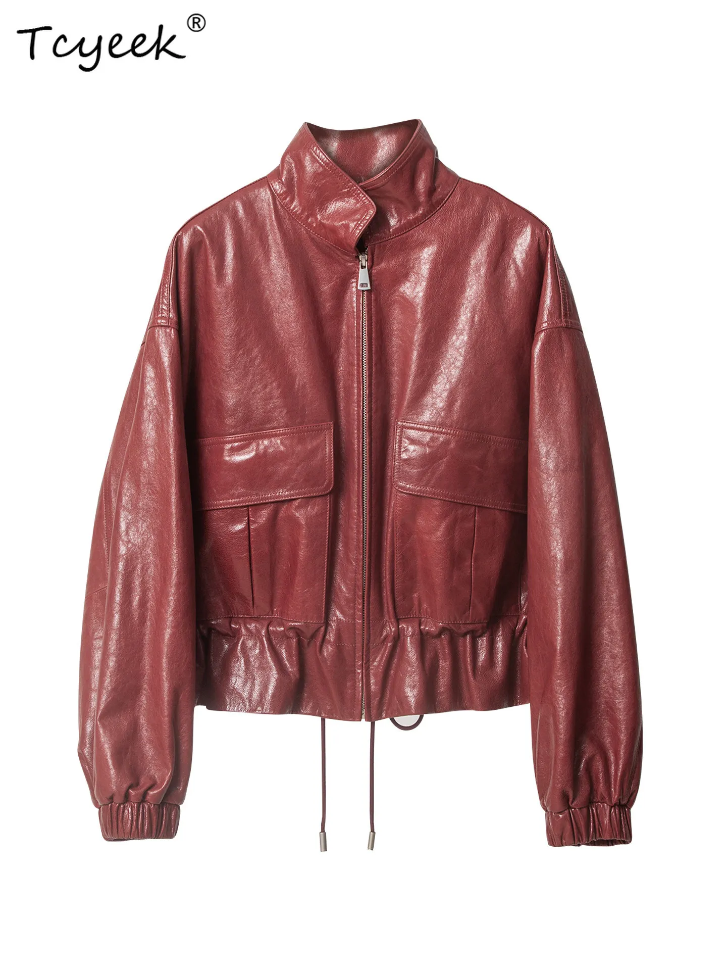Tcyeek Real Leather Jacket Women Clothing Spring Autumn Womens Coats Vintage Natural Goatskin Jackets Fashion Jaqueta De Couro