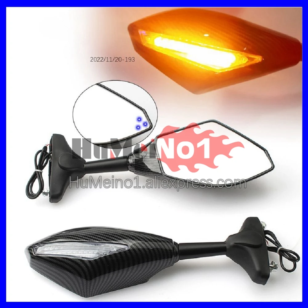 2X Turn Lights Side Mirrors For KAWASAKI NINJA ZZR400 ZZR 400 ZZR-400 01 02 03 04 05 06 07 01-07 Turn Signal Rearview Mirrors