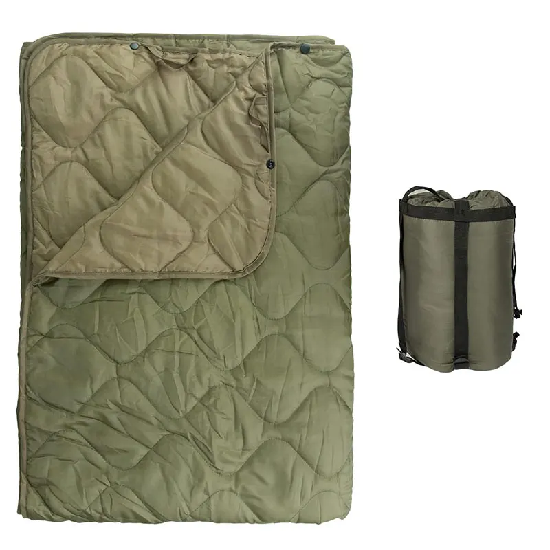 Amry Green Tactical Camouflage Microfiber Blanket Bulrush Straw Camping Waterproof Sleeping Pad Portable Wear Compressible Quilt