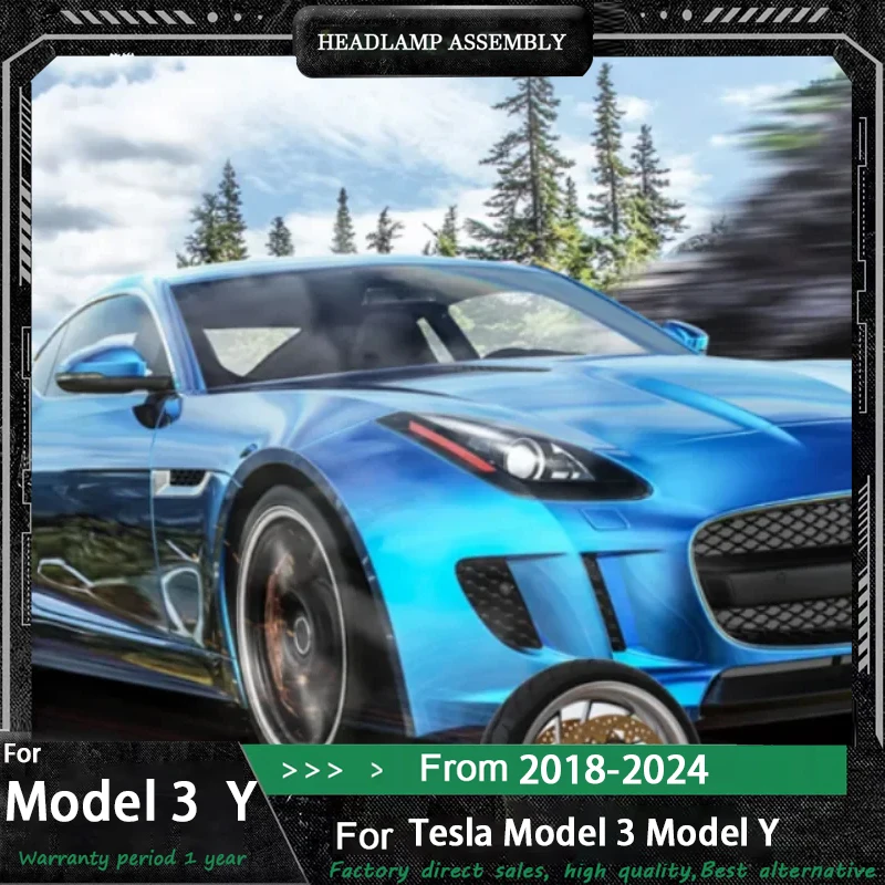 

Подходит для фары Tesla Model Y 2018-2024 Tesla Model 3, полностью светодиодные фары в сборе, модель Y, фары с линзой
