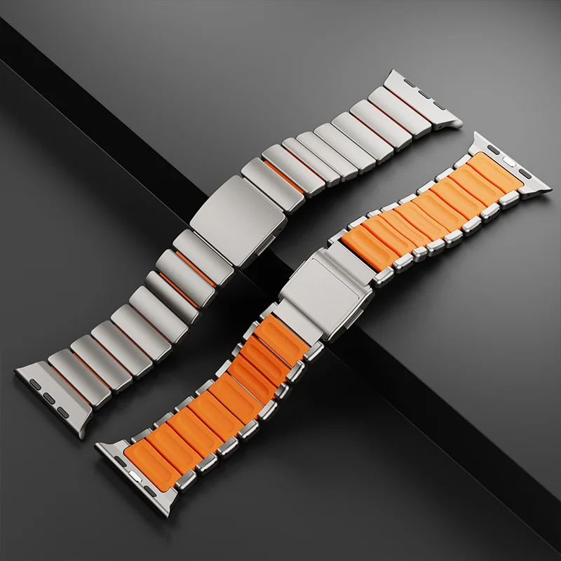 سوار فولاذي فاخر لساعة أبل الترا 3 2 1 49 مللي متر iwatch 11 10 46 مللي متر حزام معدني لسلسلة 9 8 7 6 se 5 4 46 مللي متر 45 مللي متر