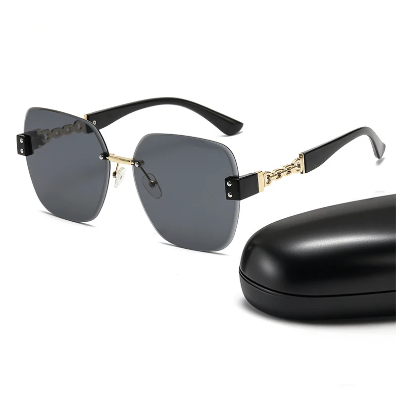 

Big Square Rimless Chain Leg Sunglasses For Men Women Brand Design Luxury Fashion Retro Gradient Lens Sun Glasses Eyewear 2025