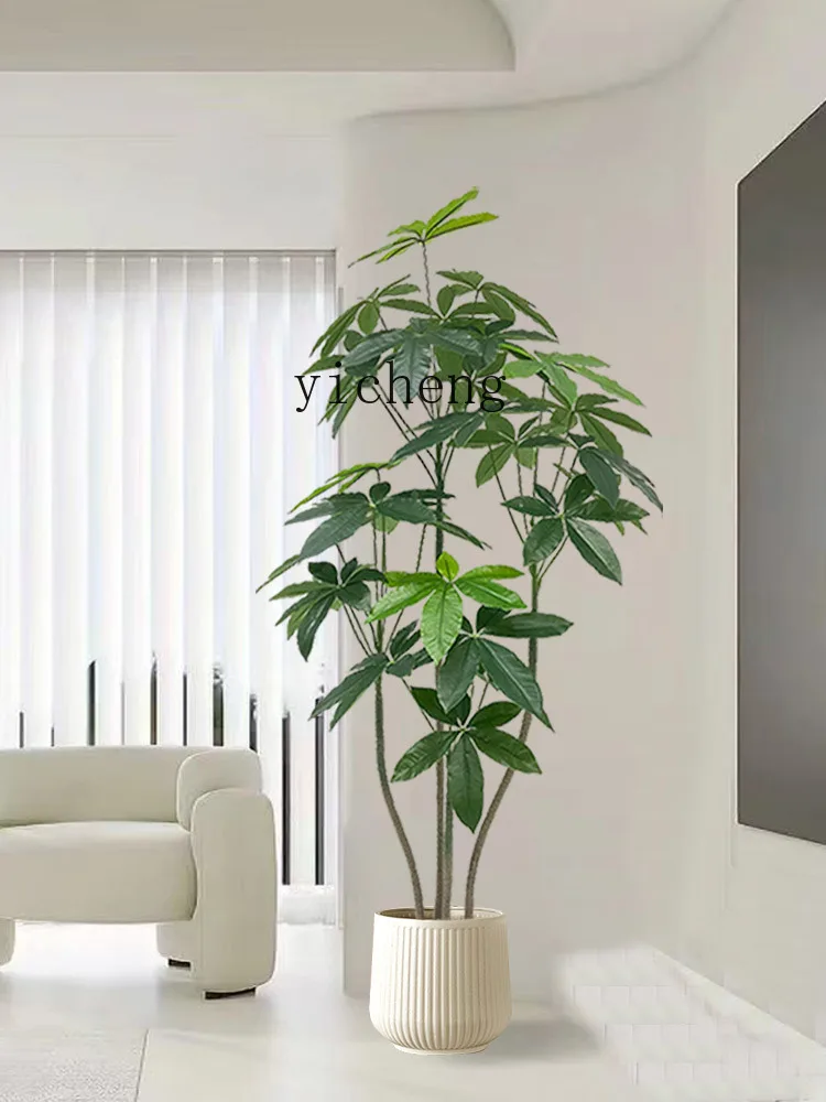 Zc Simulation Green Plant Pachira Macrocarpa Indoor Living Room Decoration Decoration Fake Bonsai Landscaping