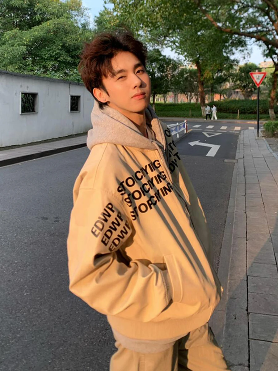 

Мужская куртка из искусственной кожи цвета хаки, осенне-зимняя, модная, брендовая, премиум-класса, стильная, в бейсбольном стиле, Cleanfit, рабочая одежда