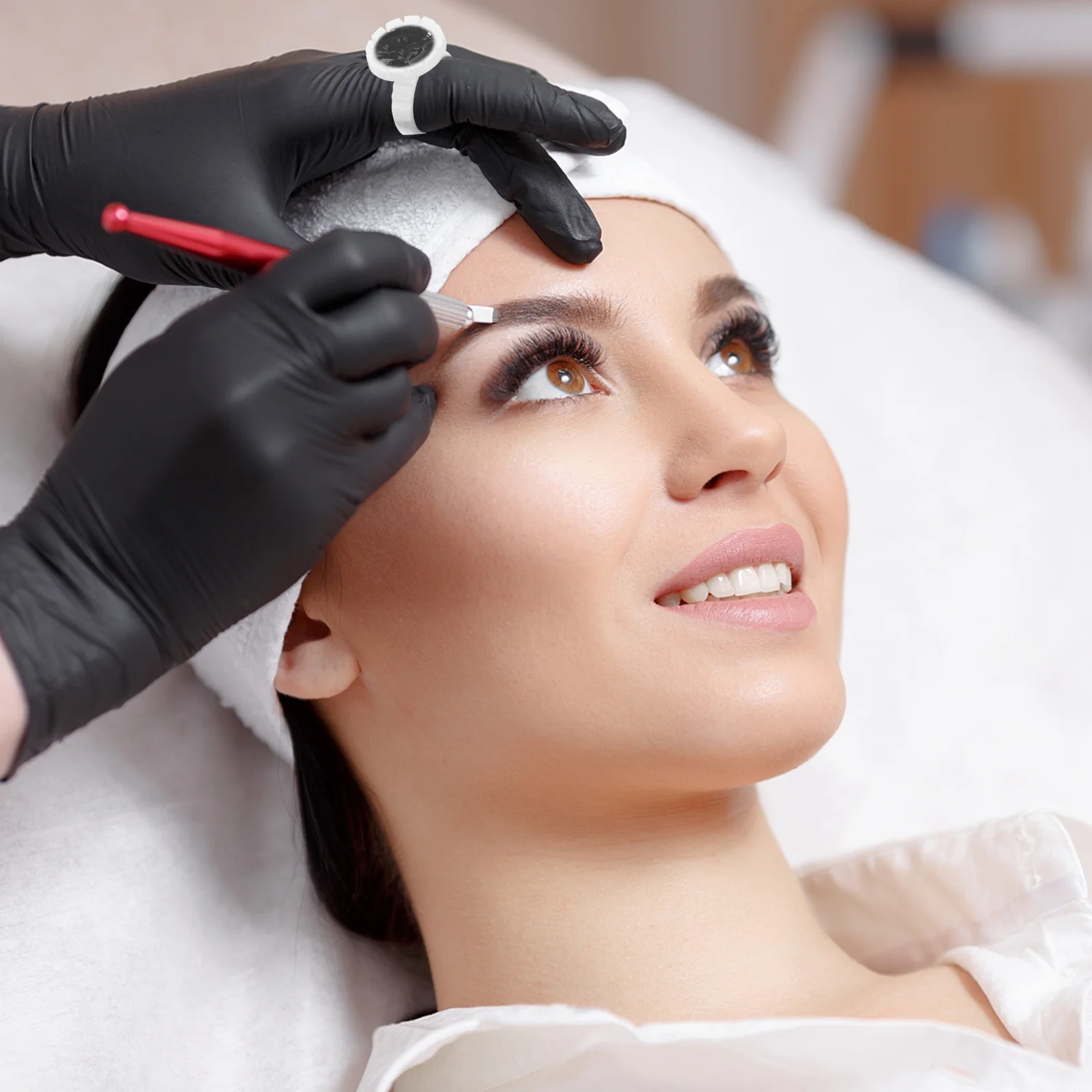 

100Pcs Eyelash Glue Ring Holders Plastic Pigment Cups White Professional Lash Extension Tools for Salon Makeup Pigment Ring Cups