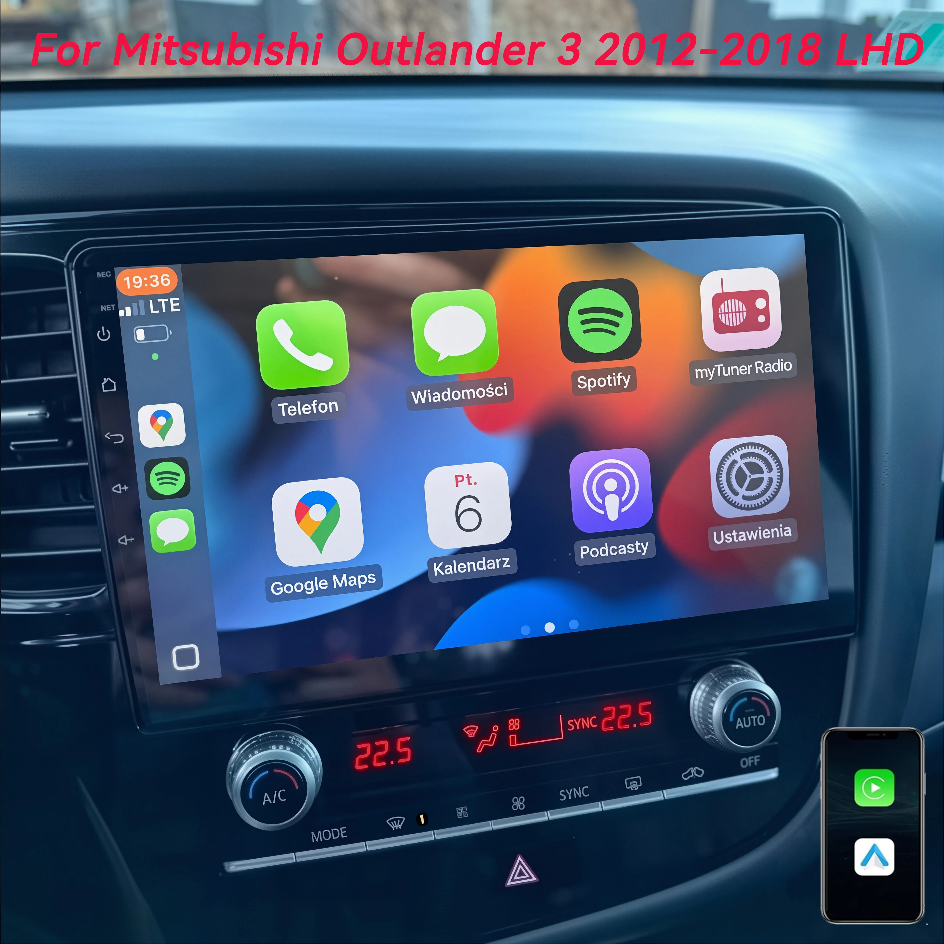 

Автомагнитола Android 16 с Carplay для Mitsubishi Outlander 3 2012-2018 (левый руль), мультимедийный видеоплеер, 5G WIFI, GPS, головное устройство, стереосистема