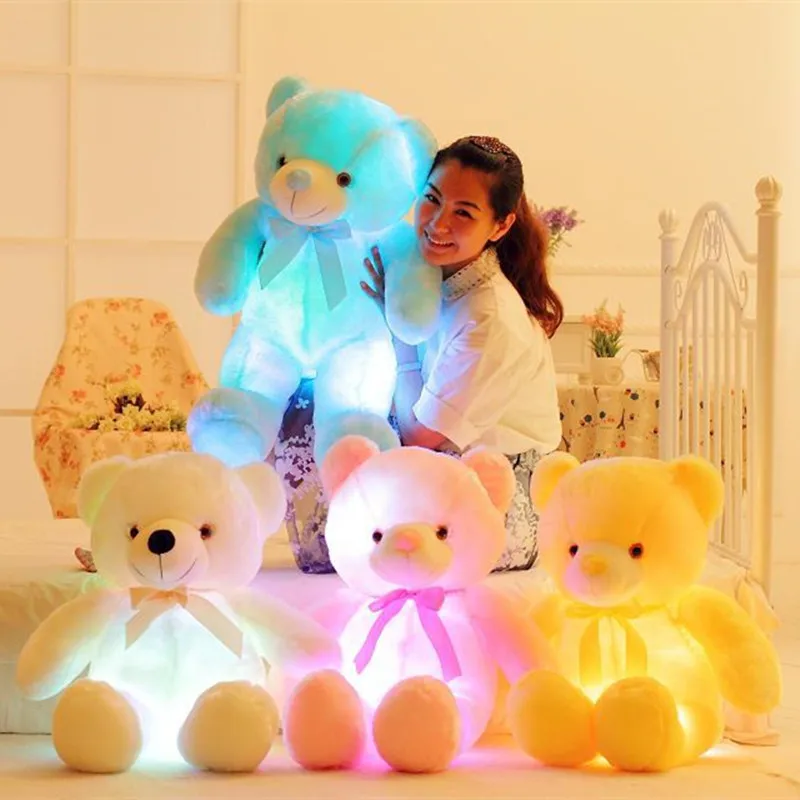 Valentine  Plush Toy for Children Cozy LED Unicorn Teddy Bear Stuffed Animal Plush Valentine LED Bear with Heart