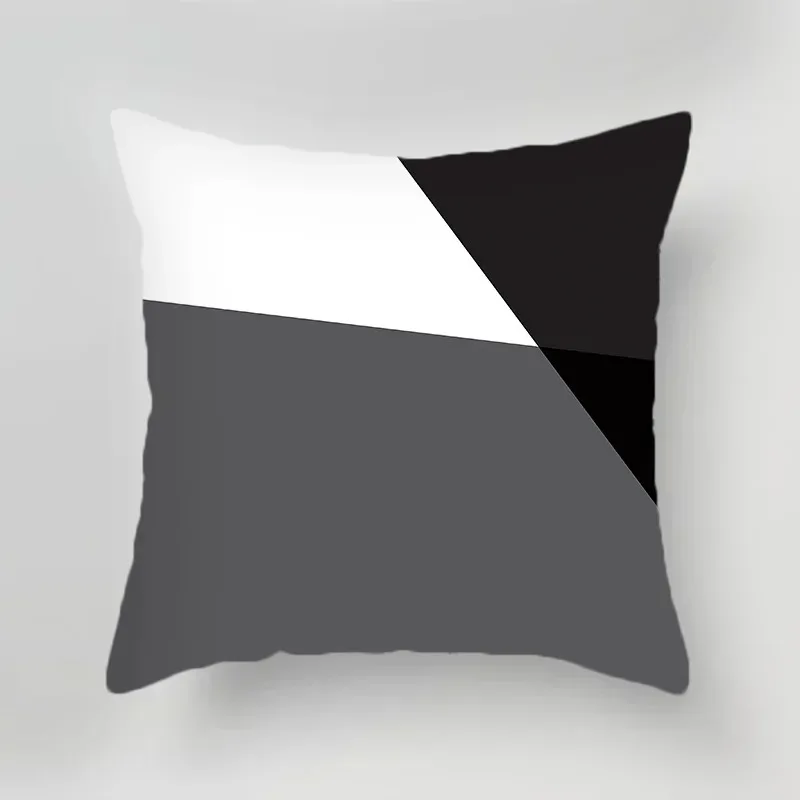 Black and White Gray Geometric Simple Print Pattern Luxury Home Decoration Pillowcase Living Room Sofa Car Cushion Cover