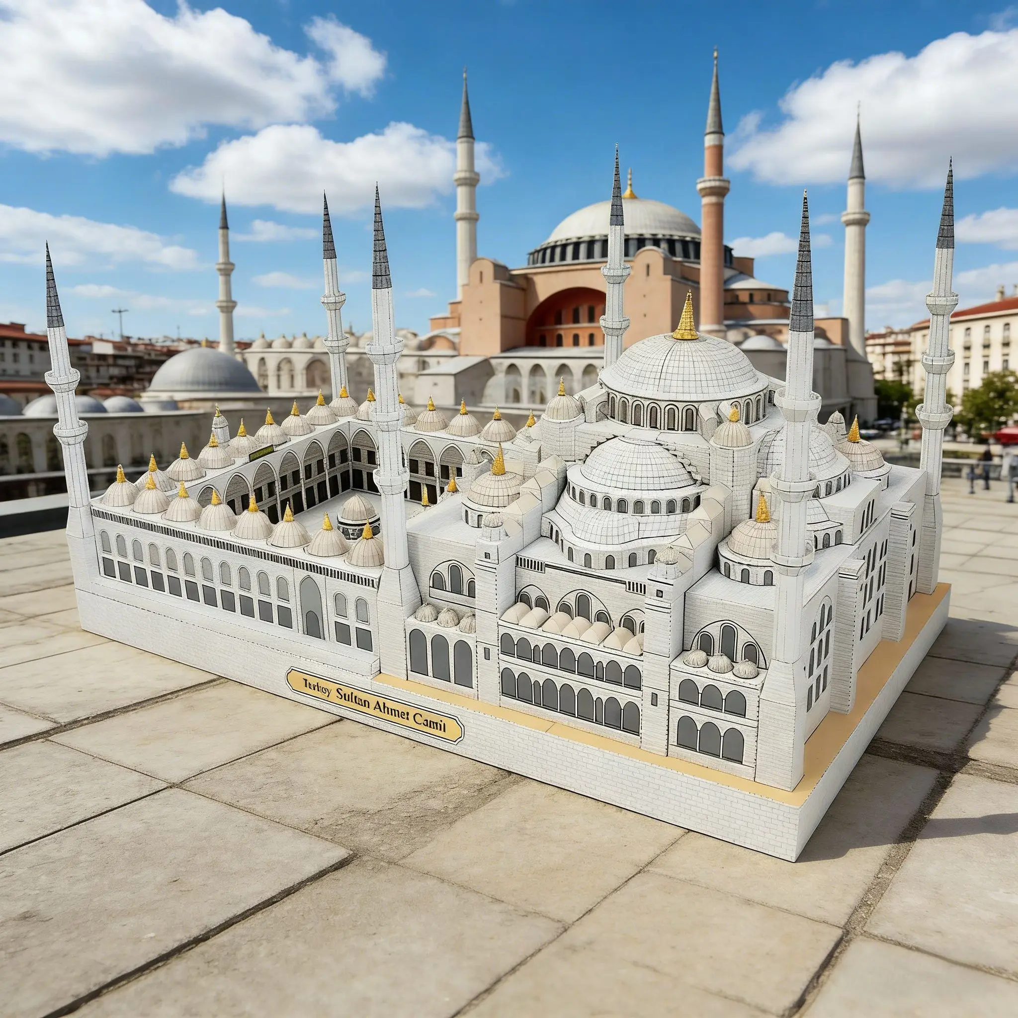 DIY Paper Model of Blue Mosque - Istanbul Famous Architectural Miniature, Handmade Craft Gift for Enthusiasts