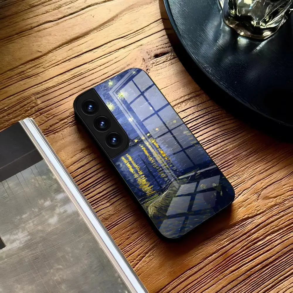 Coque de téléphone avec Illustration artistique Van Gogh, étui arrière en verre trempé pour Xiaomi Redmi 13 12 13c 12c Note 13 Pro Plus 11 12 10 12s 9t 11s Lux