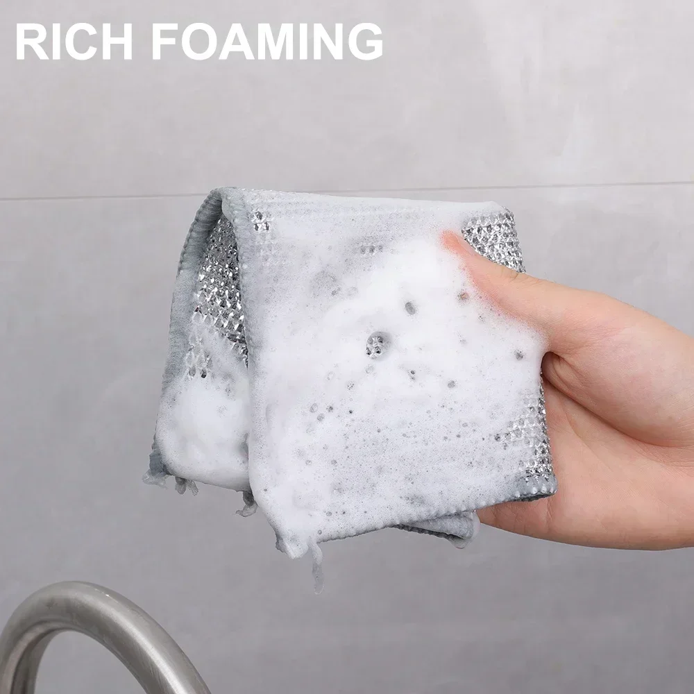 Mesh Cleaning Cloth Metal Wire Universal Sink Faucet Tea Stain Rag Microwave Gas Stove Dishwashing Scouring Pad Kitchen Towel