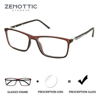 ZENOTTIC 2024 Prescription Glasses for Men TR90 Square Photochromic Myopia Optical Eyeglasses Anti Blue Light Progressive Eyewea