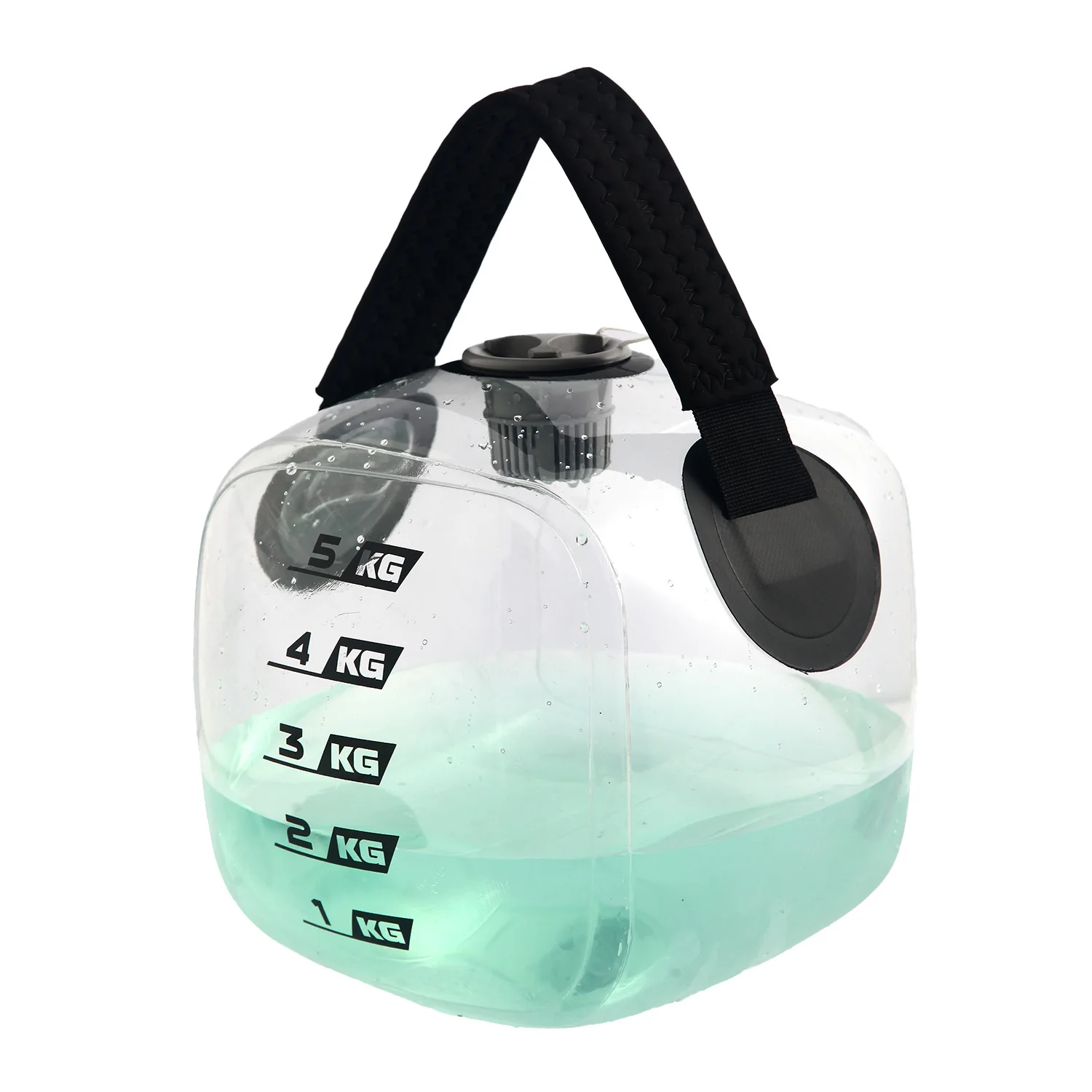 Transparent Square Water Kettlebell with Weight Scale, Adjustable Fitness Training Weight