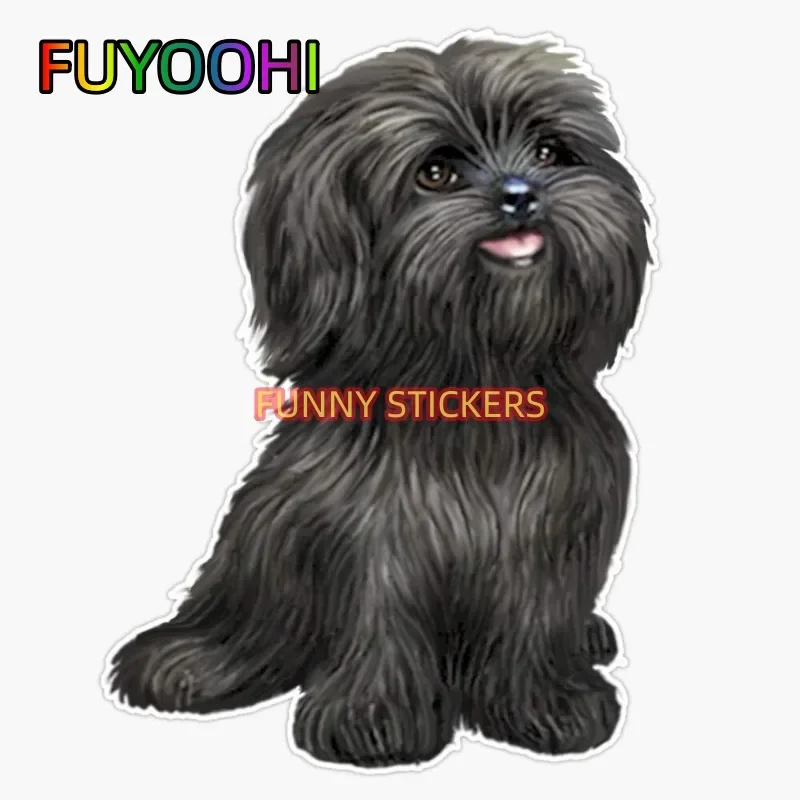 FUYOOHI Shih Tzu-pegatinas de perro negro para coche, para ordenador portátil, botella de agua, teléfono, coche, camión, furgoneta, SUV, motocicleta, vehículo, ventana de pintura