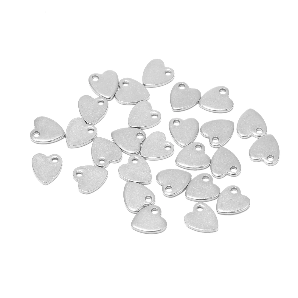 20pcs Stainless Steel Small Flat Heart Pendant Charms for DIY Jewelry Making Necklace Ornaments Bracelet End Tail Charm Supplies