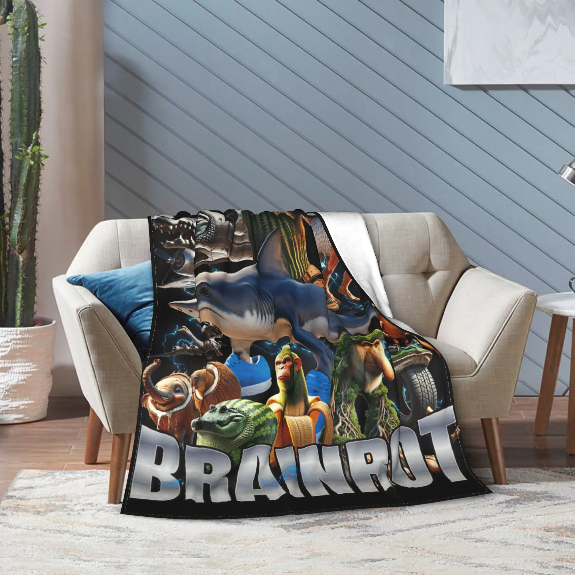 

Одеяло Tralalero Tralala, итальянское флисовое одеяло Brainrot Meme, новинка, мягкое одеяло для покрытия, весна/осень