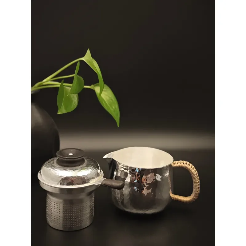 Handmade Silver Plated Copper Teapot with Filter Modern Minimalist Design for Easy Brewing Tea Set Kitchenware Gift Modern