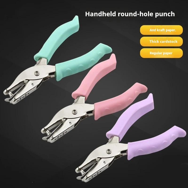 6mm Portable Round Hole Punch Pliers, Hand Puncher for Kraft Paper Card Tickets DIY Scrapbooking Office Use