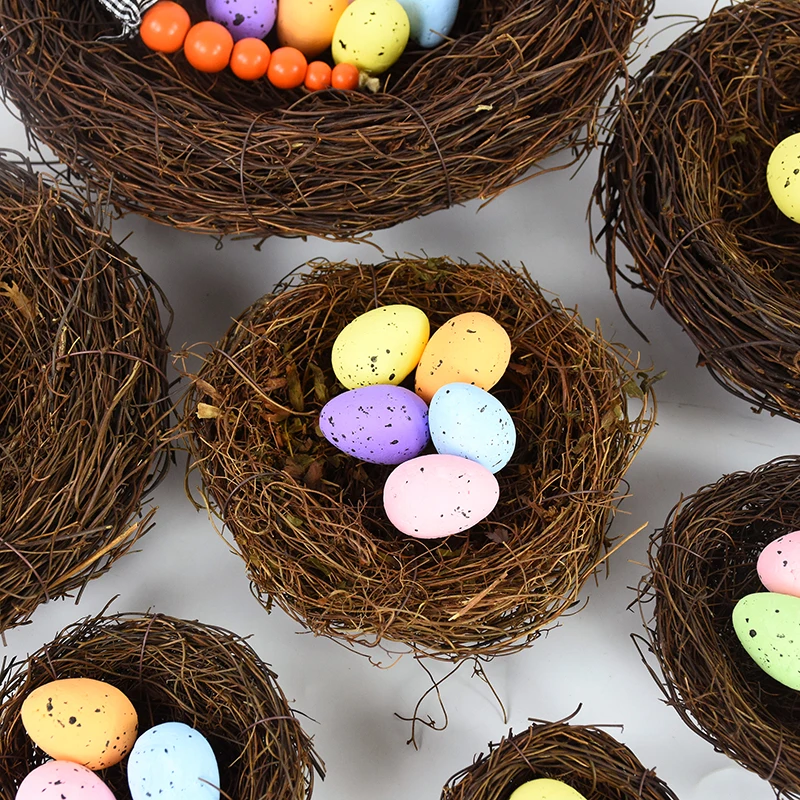 8-25cm Vine Brown Birds Nest Easter Home Party Decorations Wreath DIY Crafts Rattan Garland Vintage Wedding Easter Decors Supply