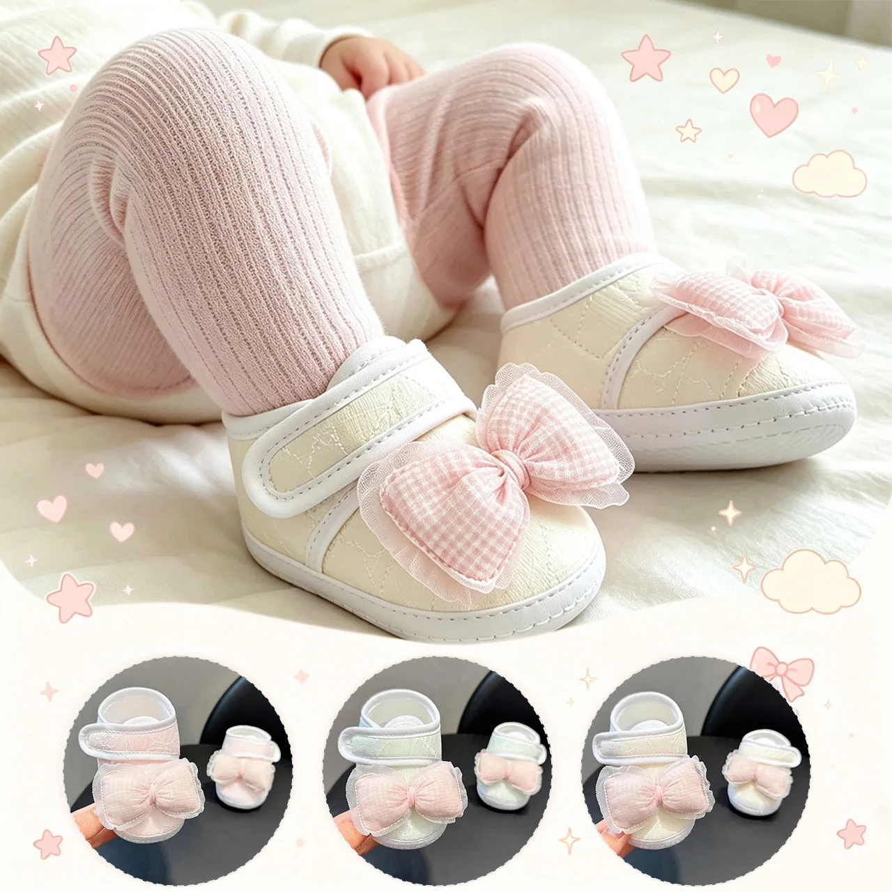 Anti-slip Baby Soft-Soled Shoes Lace Bow Newborn Flip Flops Spring Summer Infant First Walking Shoe Princess Girl Footwear 0-15M