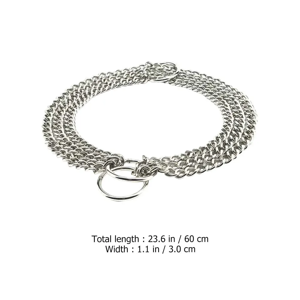 โซ่สแตนเลสสำหรับสุนัขพันธุ์กลางถึงใหญ่ สายคล้องคอสำหรับสัตว์เลี้ยง ใช้สำหรับฝึกนอกบ้าน ทนทาน ตกแต่งด้วยโลหะ