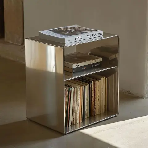 앤티크 스테인레스 스틸 찻상 소파 사이드 테이블, 침대 옆 커피 보관 랙, 거실 가구용 탄창 센터 테이블