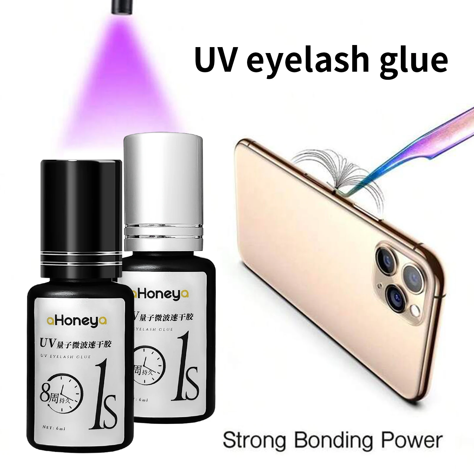 10 Pcs Salon UV Eyelash Grafting Glue 6 ML Purple Transparent UV Lashes Glue Lasts 50-60 Days Waterproof and Oilproof