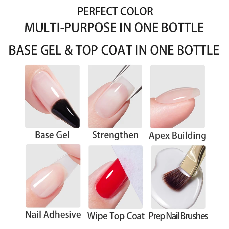 퍼펙트 컬러 젤 탑 코트 16ml 6 in 1 빌더 베이스 코트 (약한 손톱을 위한 아펙스 빌딩, 오래 지속되는 매니큐어)