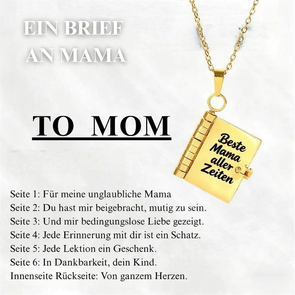 Spanish Granddaughter Book Locket Necklace Stainless Steel Engraved Love Message Pendant Gift from Grandma Grandpa Birthday Chri