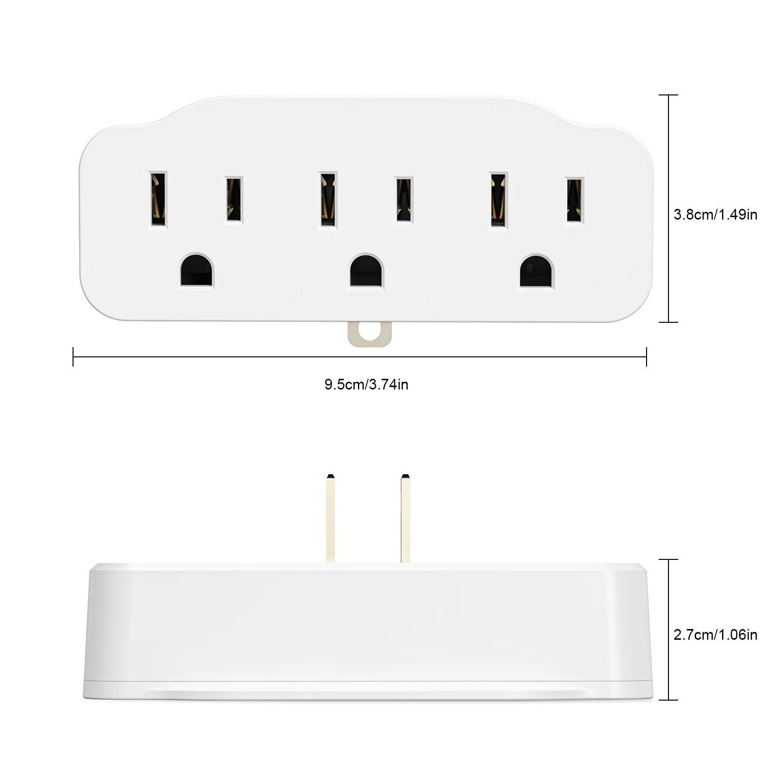 2pcs Wall Sockets Outlet Extender 15A 1875W Portable Wall Plug Adapter US Power Strip Electric Socket Splitter Spaced for Home