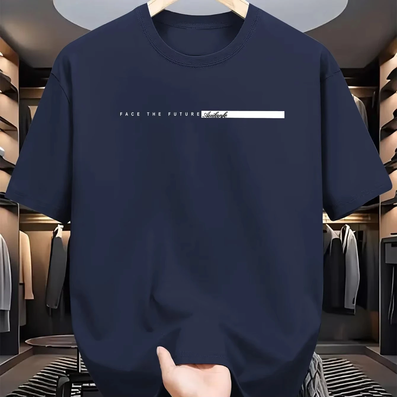 Sommerliches Herren-T-Shirt aus 100% Baumwolle, lässiger, lockerer Schnitt, großer Buchstabendruck, Rundhalsausschnitt, Kurzarm, High-Street-Style, Unisex. – Detail 8