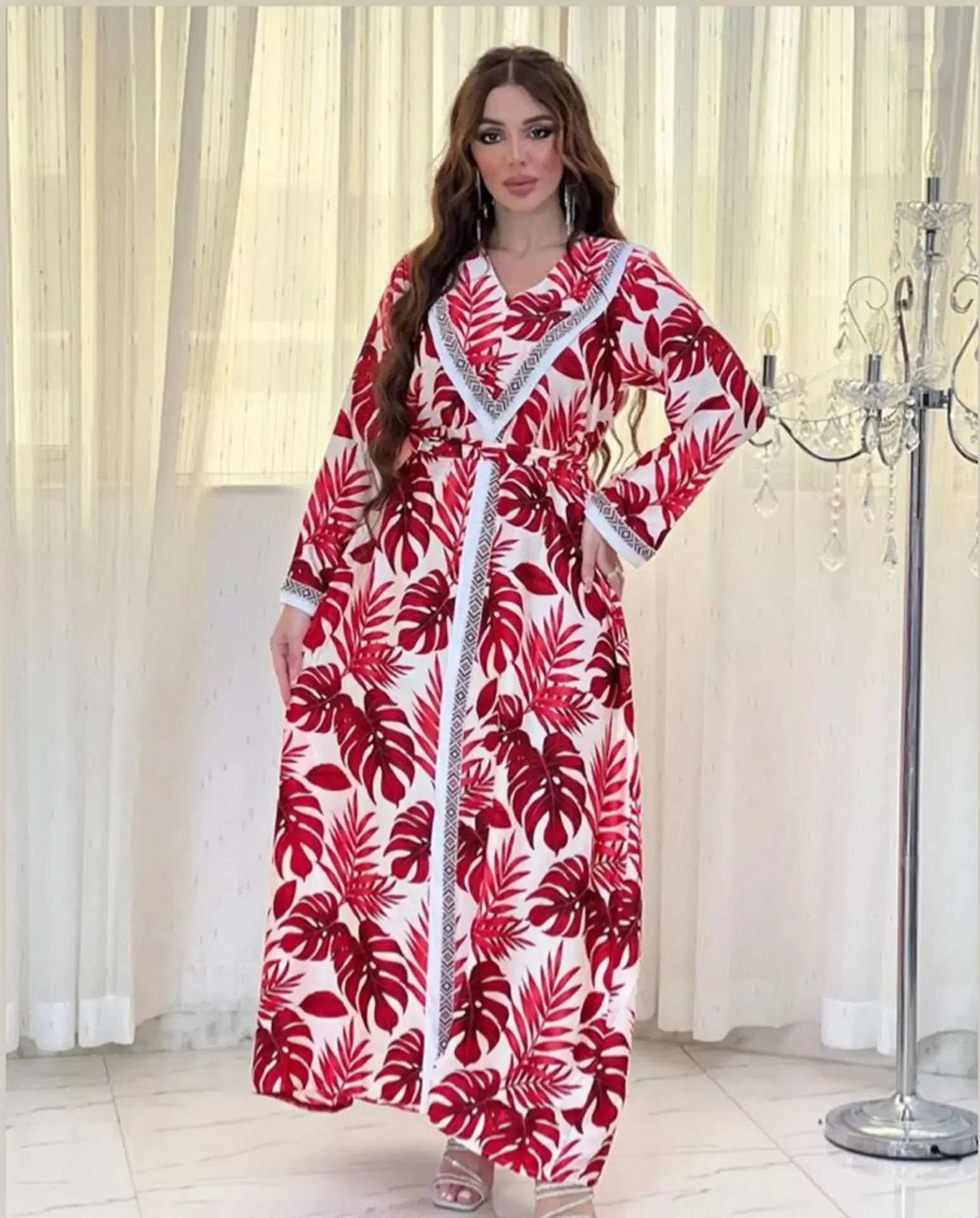 Ramadán caftán India musulmán estampado cinturón vestido mujeres Eid Abaya Dubai árabe Vestidos de fiesta Marruecos Kaftan Jalabiya Vestidos