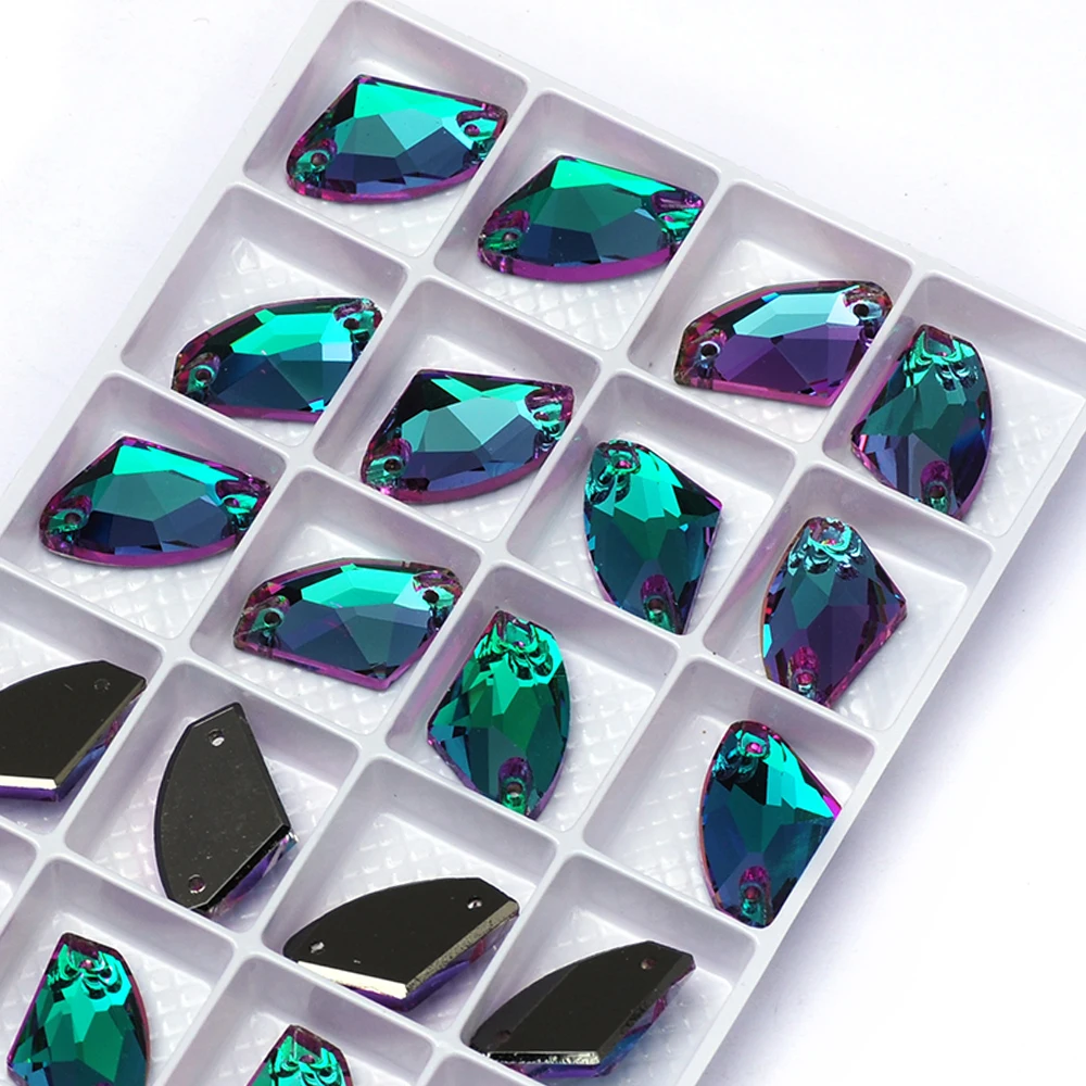 Emerald Vitrail K9 Glas Aufnähbare Strasssteine Flache Rückseite Grüne Aufnähbare Kristalle für Kleidung und Hochzeitskleider – Detail 9