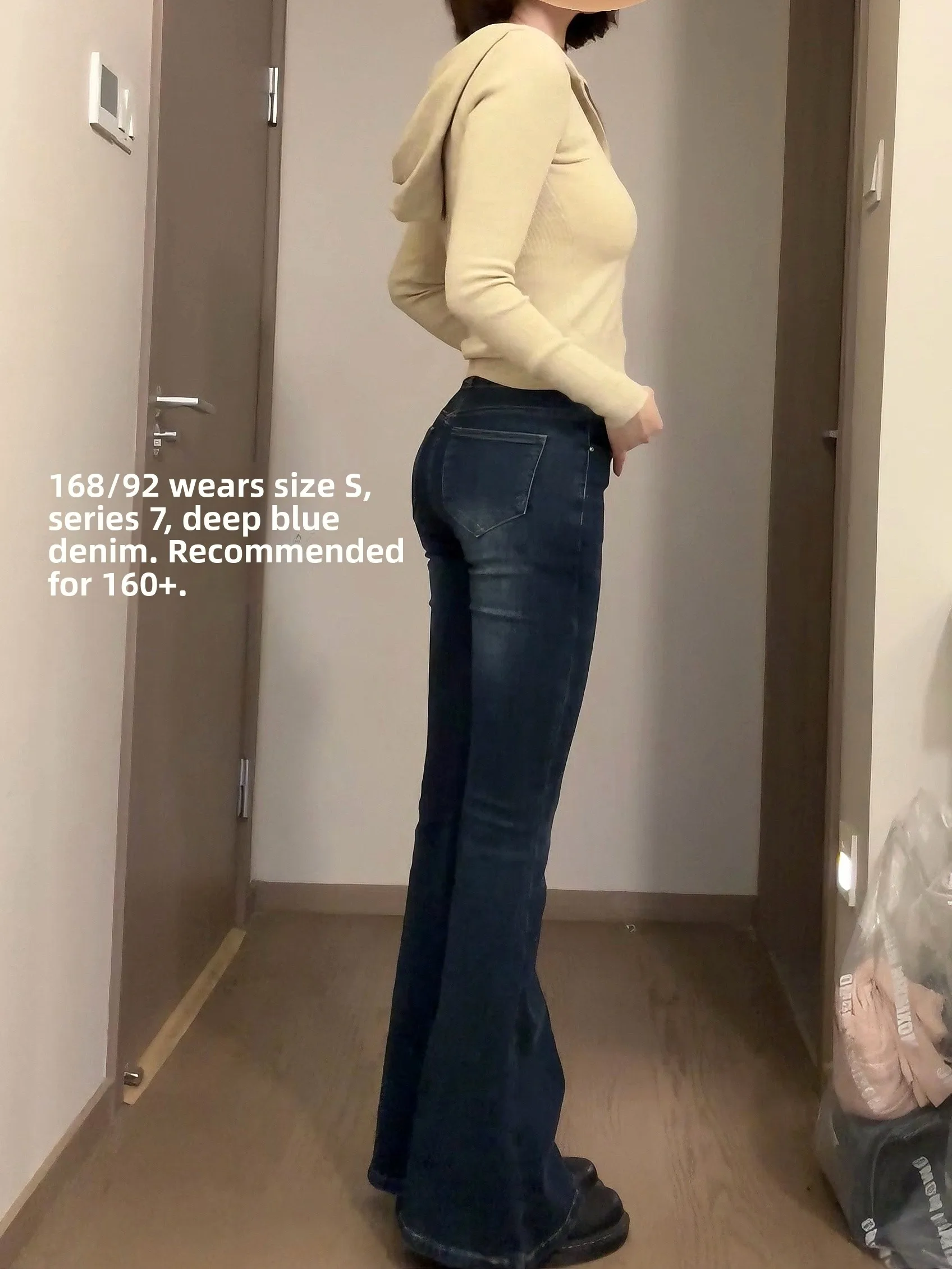 

Женские джинсы с высокой талией, облегающие, расклешенные, осенне-зимние, эластичные, с двойной застежкой на пуговицах, с эффектом подтяжки ягодиц, корейский стиль, длинные