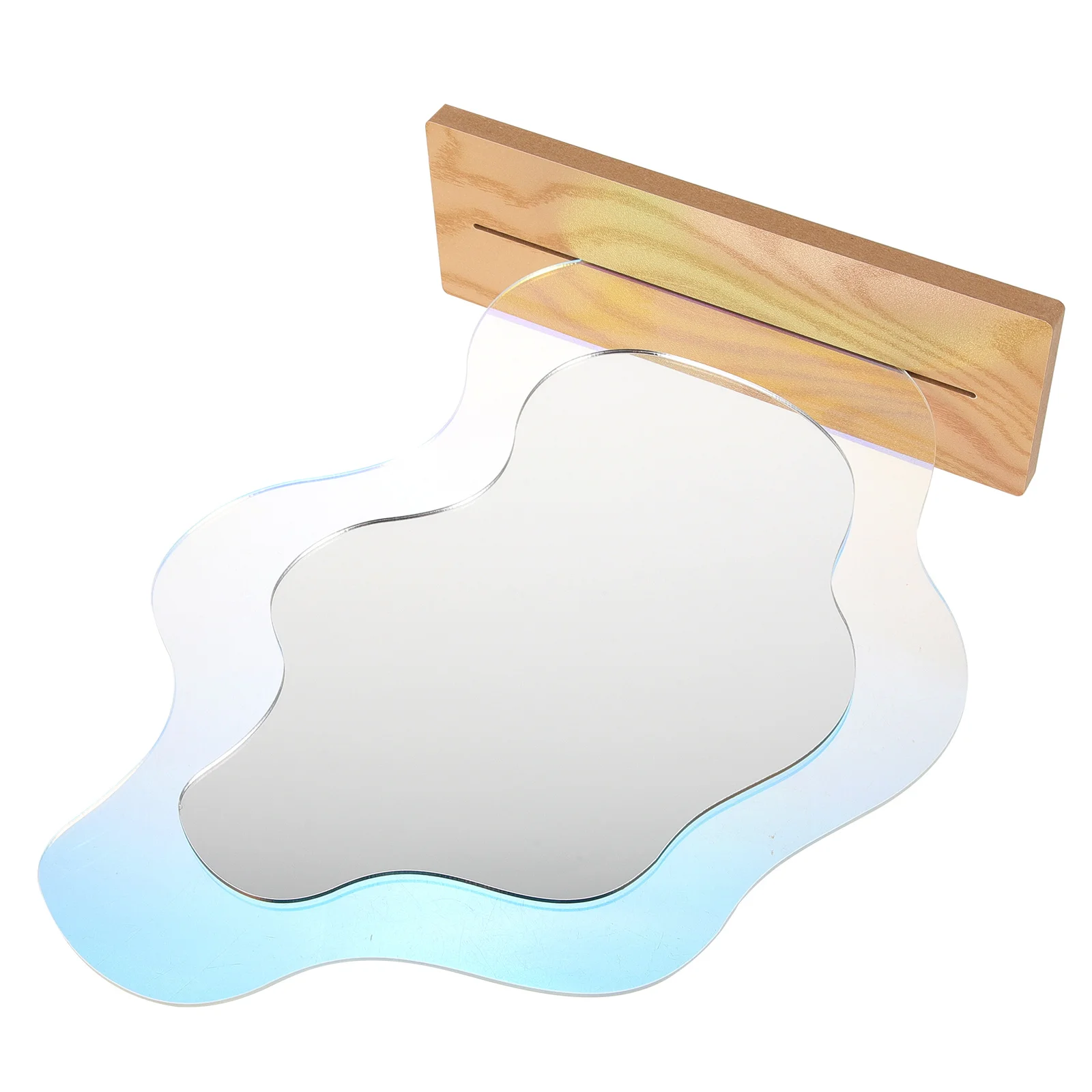 Miroir de bureau décoratif sans cadre irrégulier, miroir de maquillage avec Base pour chambre à coucher, décor de bureau esthétique