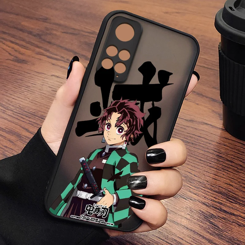 Kamado tanjiro Demon Slayer Phone Case For Xiaomi Redmi Note 5 11 12 Turbo 13 S T E Pro Plus 5G Frosted Translucent Funda Cover