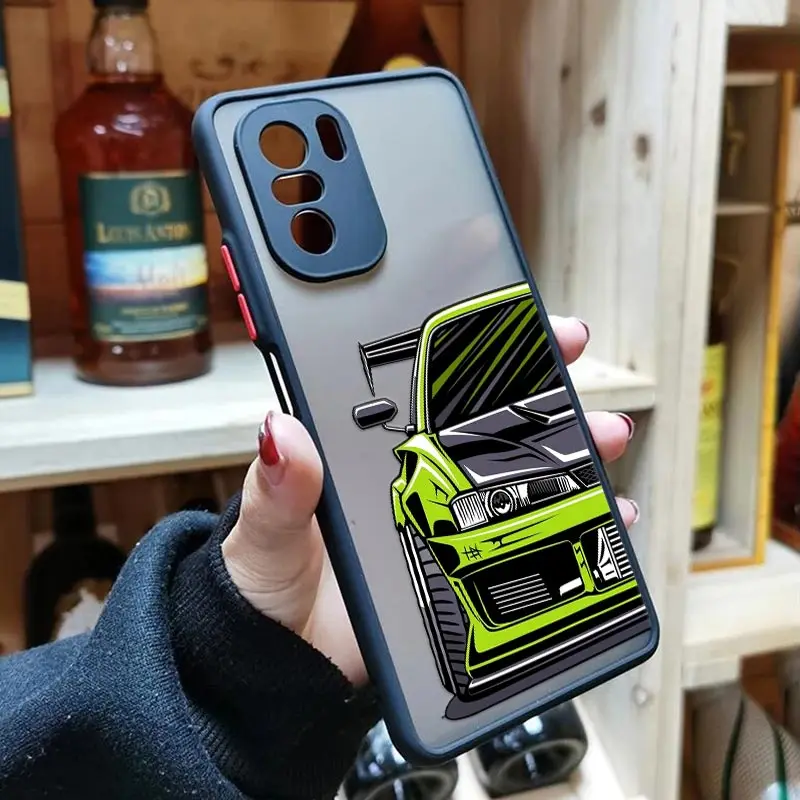 Cartoon Tokyo JDM Drift Sports Car Case For Redmi Note 11Pro 8 9 10 11 12 Pro Cover Redmi 10C 9 9A T 9C 8 7A A1 Matte Clear Case