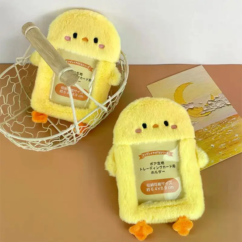 Bag Cartoon Little Yellow Chicken Photocard Holder Kawaii Plush Card Holder Bus Card Sleeve Id Bank Credit Card Protector Cute