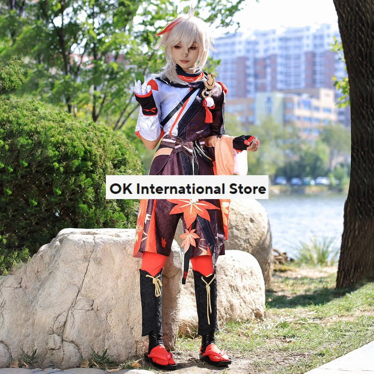 Juego de Anime Genshin Impact Kaedehara Kazuha para hombre, Cosplay, fiesta de Halloween, ropa, peluca, zapatos, disfraces de Halloween