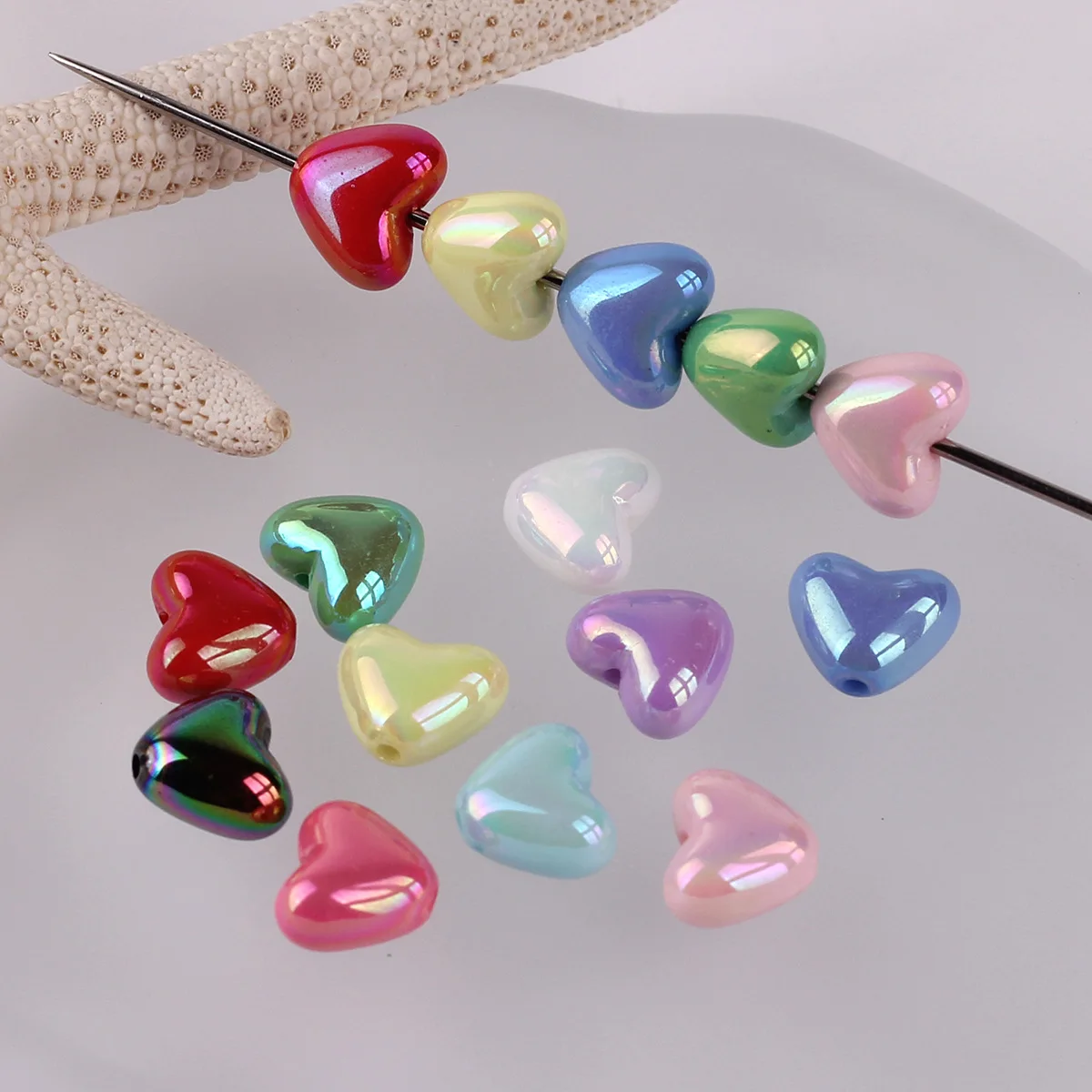 

20pcs 10mm Heart Shape Glossy Acrylic Plastic Loose Beads For Jewelry Making DIY Crafts Findings