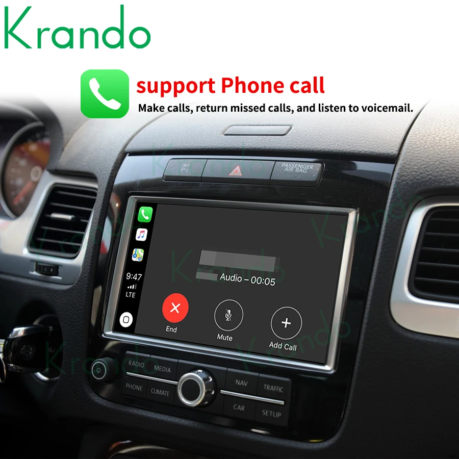 Krando Upgrade  Android Auto Wireless Apple CarPlay Module Box For Volkswagen Touareg Reverse Camera Interface  Mirror Link