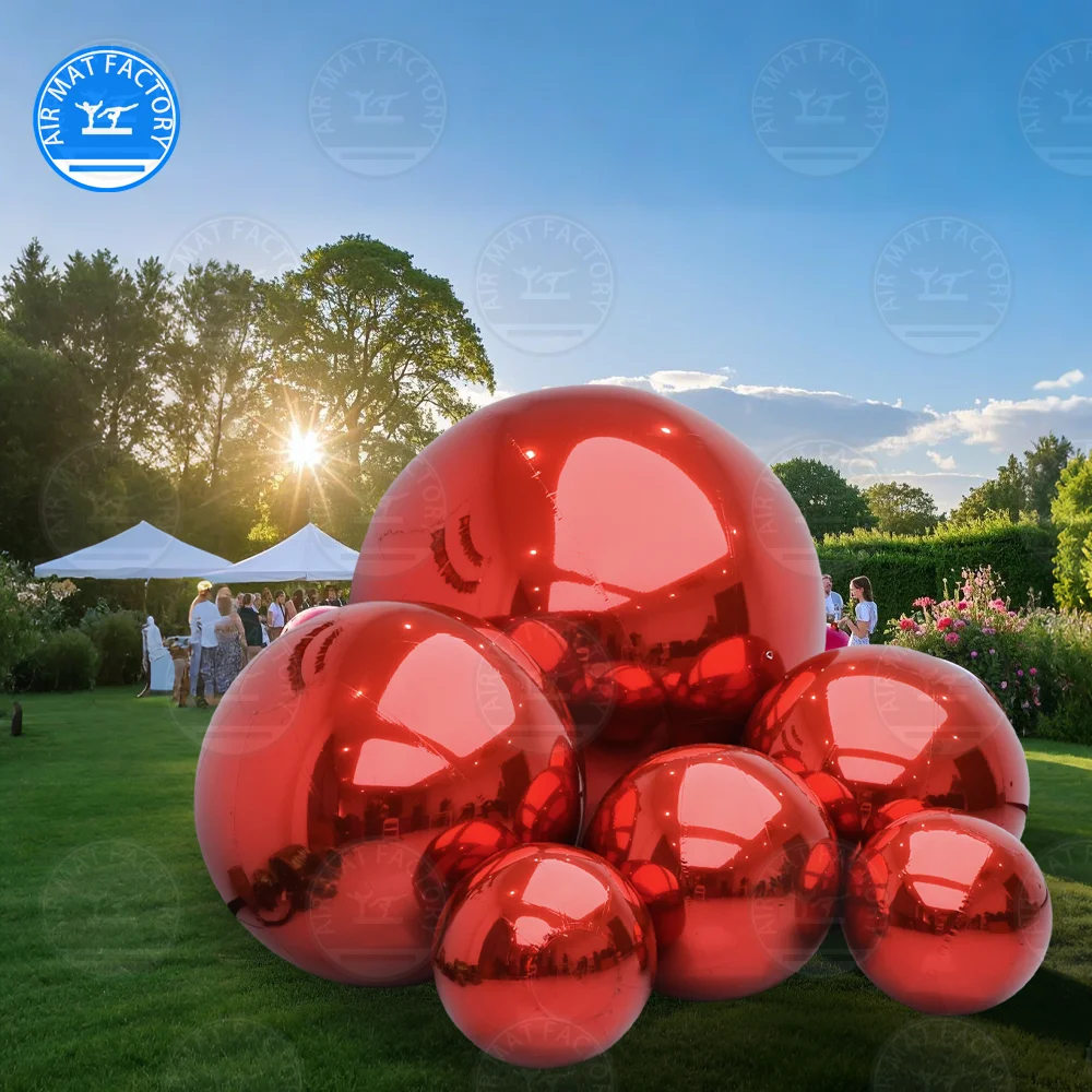 In stock at US warehouse! Inflatable mirror ball set, durable floating ball, gold, silver and red, suitable for disco parties, w