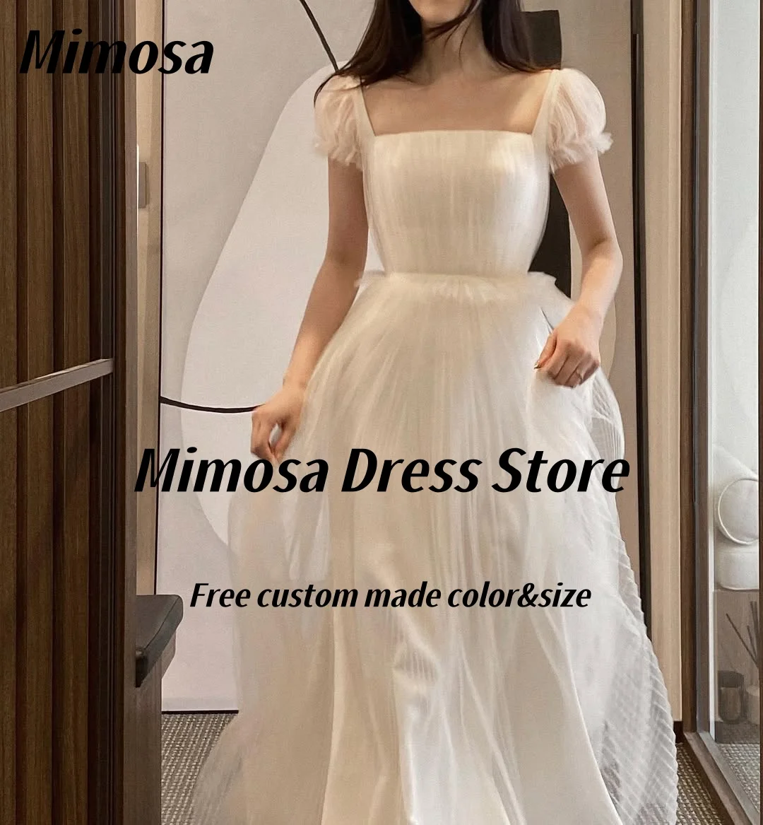 فساتين زفاف بورتريه بفتحة عنق على شكل ميموزا للعروس طيات تول فيستدوس دي نوشس بسحاب خلفي مناسبة خاصة حسب الطلب