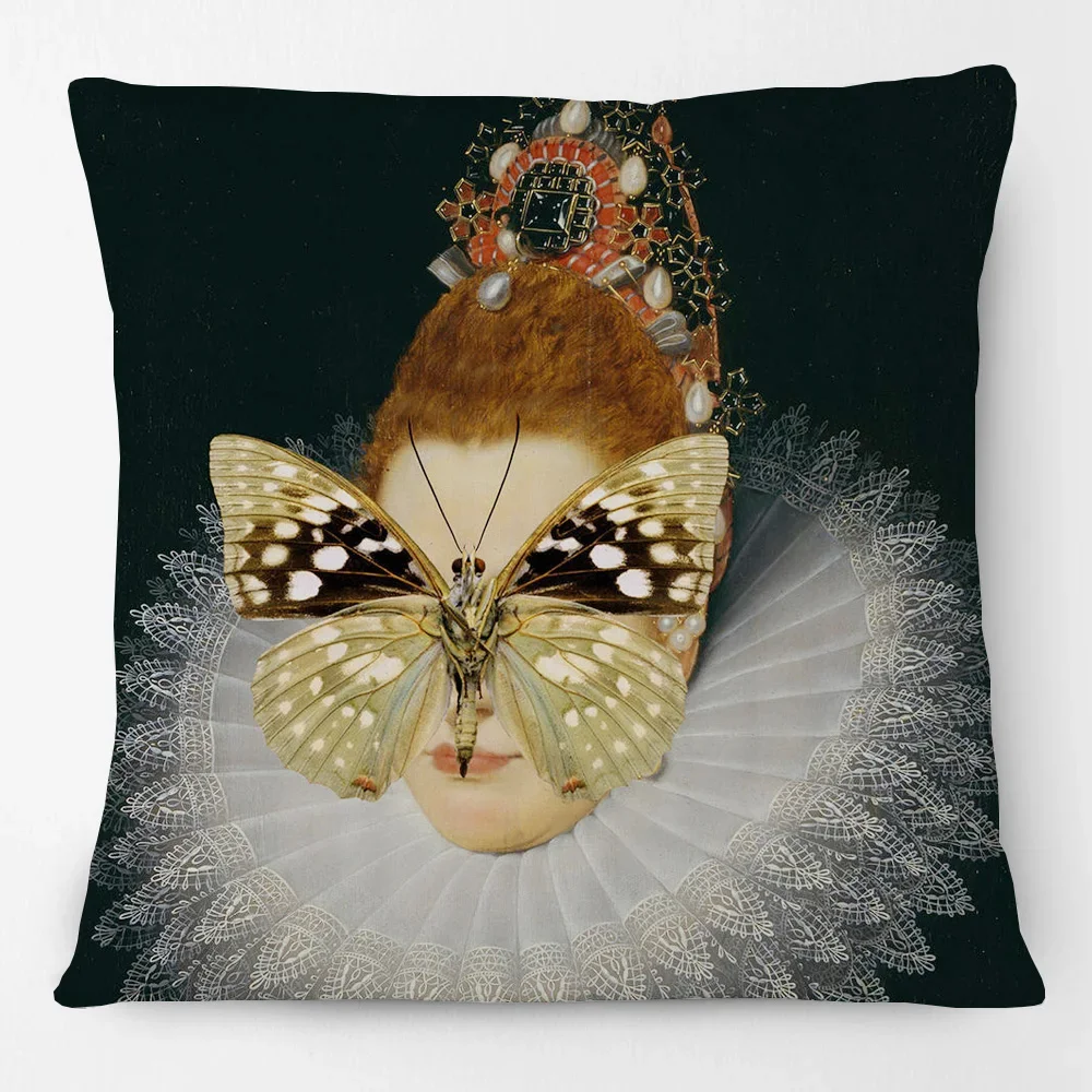 Young Battaglia Portrait Of Spotted Butterfly On Lady Beauty Cushion Covers Decorative Pillows For Sofa 45X45cm