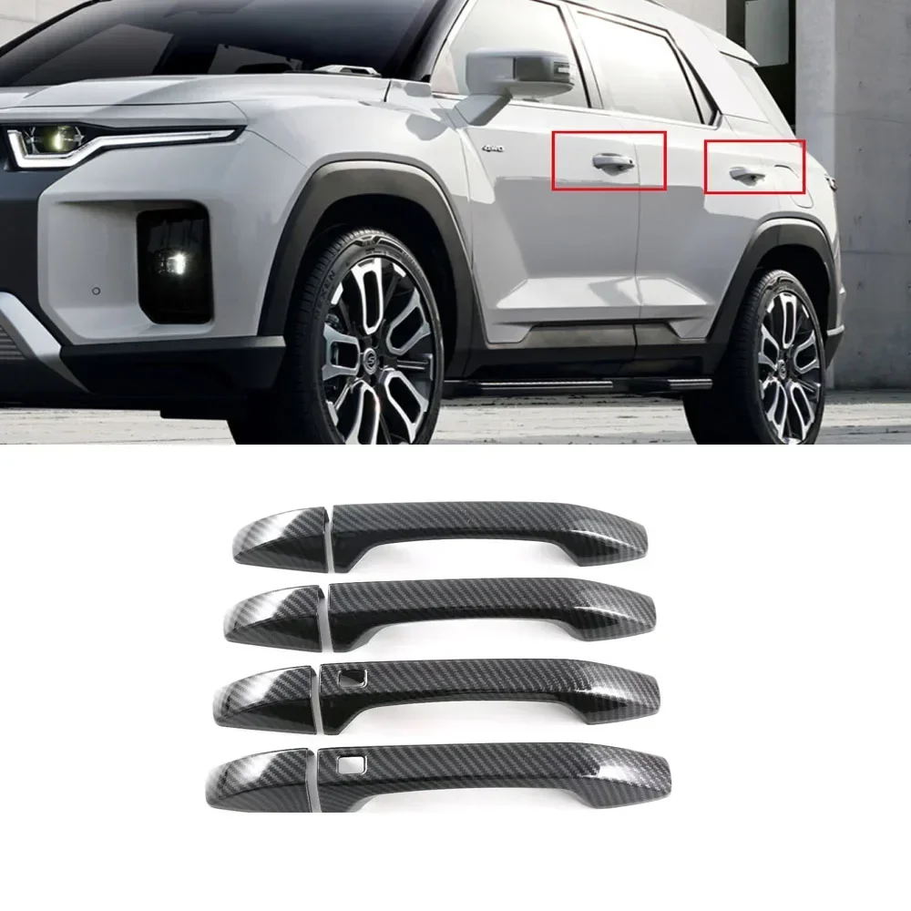 الملحقات الخارجية غطاء مرآة الرؤية الخلفية الكسوة الجبهة الضباب ضوء الحافة غطاء مقبض الباب ملصق ل سانج يونج توريس 2022-2024