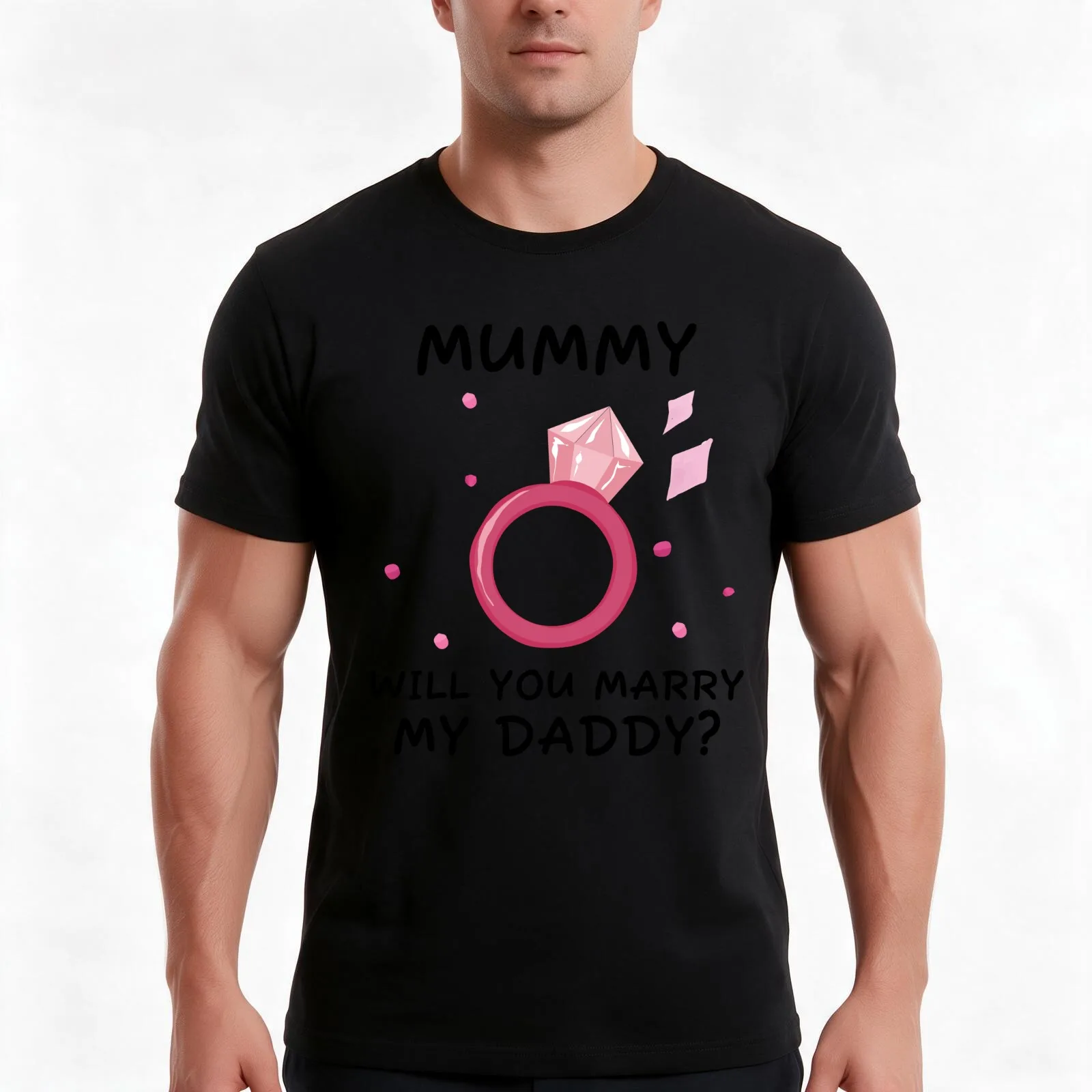 Mummy will you marry my daddy marriage proposal baby onesie T-Shirt, Summer Casual Cotton Tee, Oversized Streetwear Tops